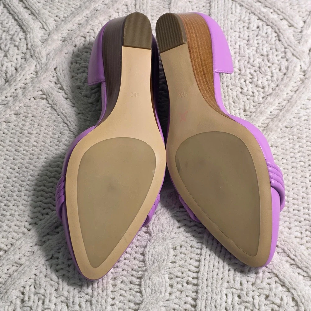 Talbots Wedge Pumps Magenta Purple Leather Knot Detail‎ D'Orsay Women 8M NEW